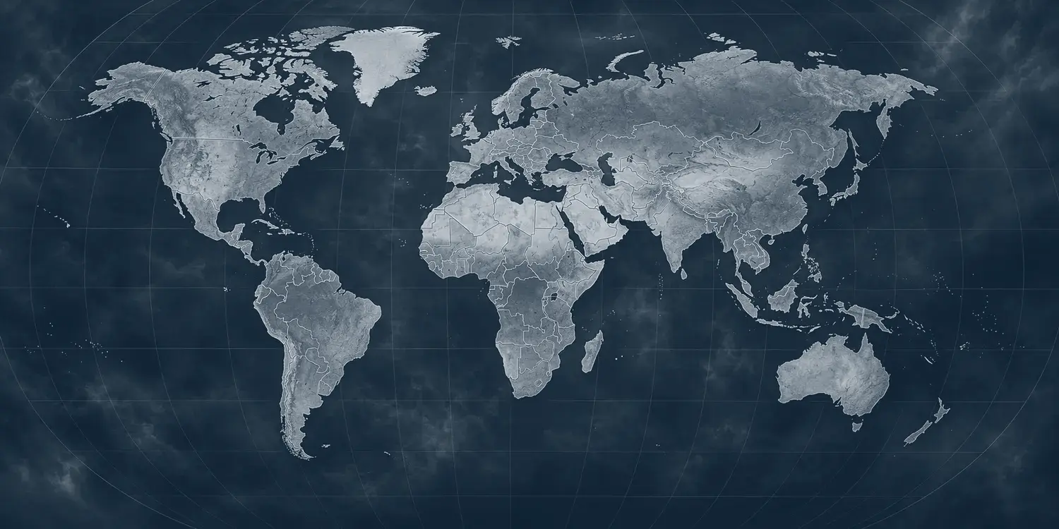 World map illustration, not an incident photograph, for prayer for Israel and Palestinian communities
