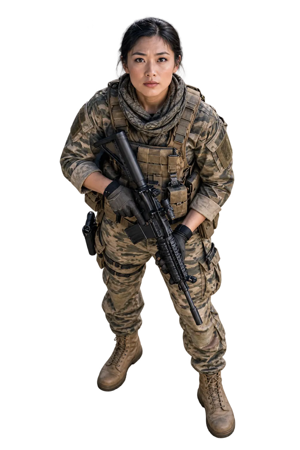 The warrior in modern military attire